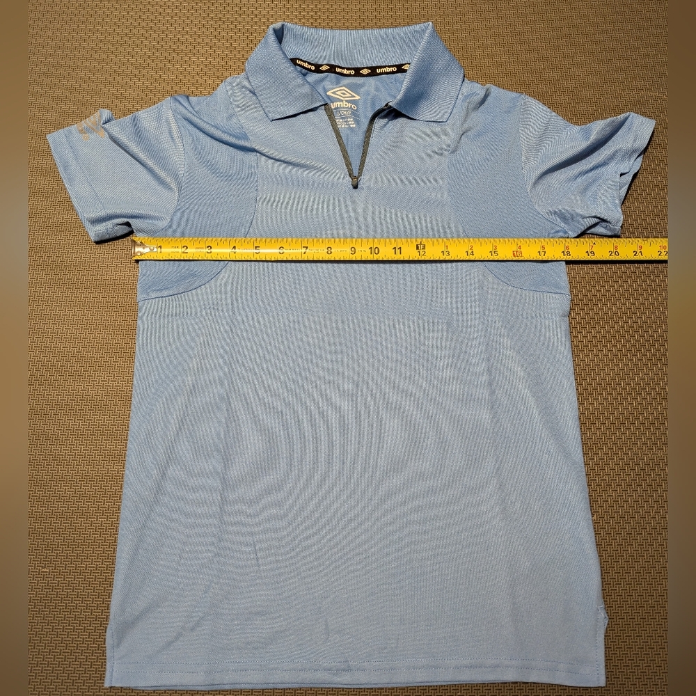 Umbro Sky Blue Polo with Zip Collar - Picture 2 of 6